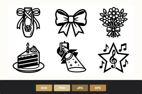 Ballet Shoe Bow Flower Cake Spotlight Graphics