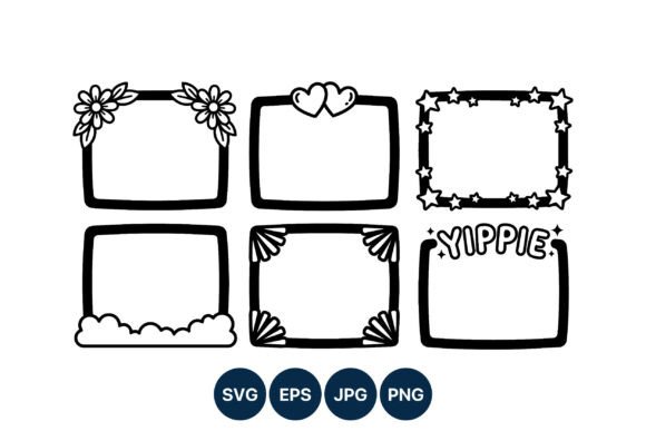 Black White Hand Drawn Frames Graphics