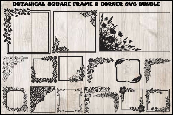 Botanical Square Frame Corner SVG Bundle for Graphics and Illustrations
