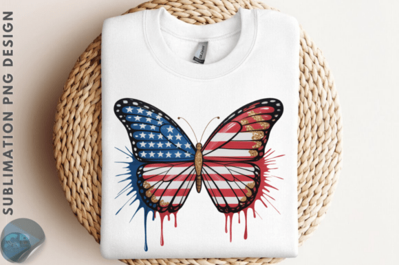 Brushstroke Patriotic Butterfly Graphics for Digital Selling
