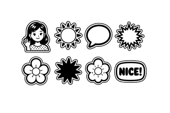 Comic Girl Peace Sign and Comic Icons Graphics