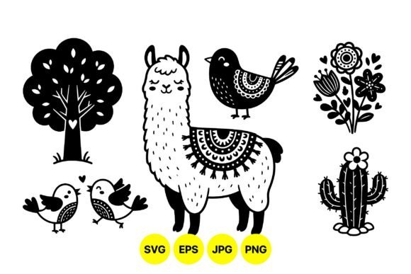Cute Boho Llama Nature SVG Graphics
