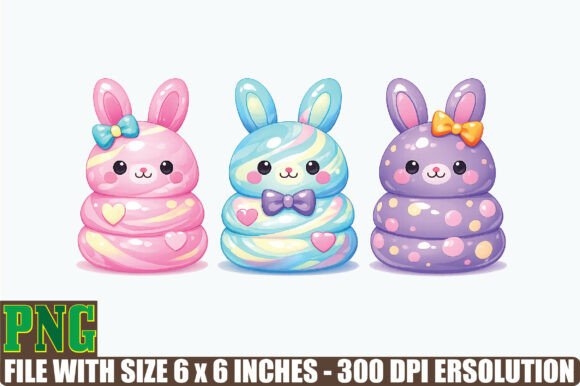 Cute Easter Pastel Candy Bunnies Graphics for Branding
