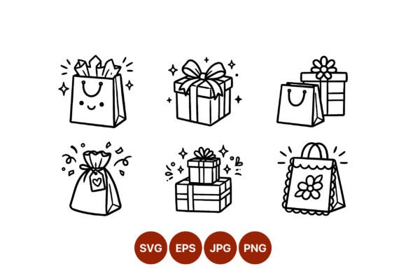 Cute Gift Boxes Shopping Bags Vector Art Graphics