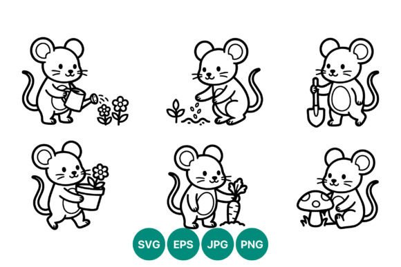 Cute Mouse Gardening Graphics