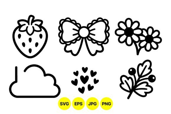 Cute Simple Black Line Icons Graphics