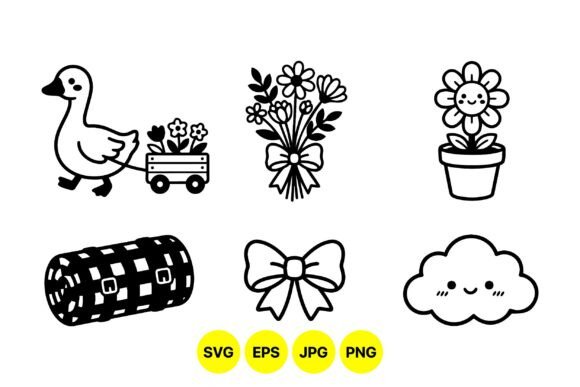 Cute Spring Farm Graphics for Crafting