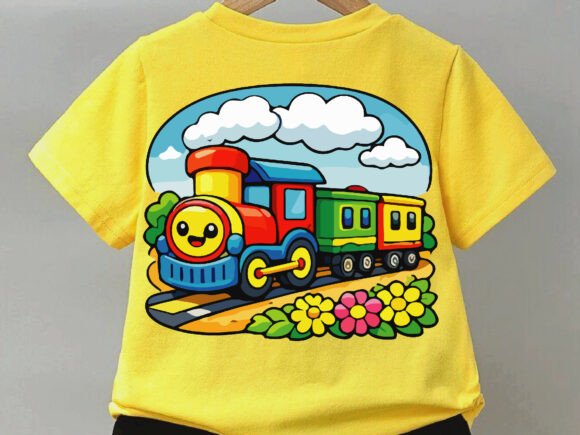 Cute Train Illustration for Graphics and Branding