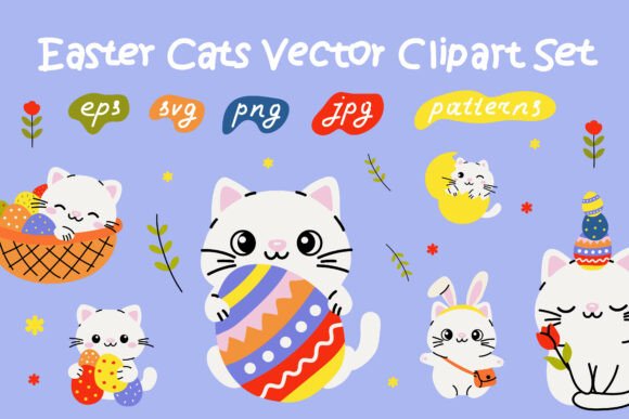 Easter Cats Graphics for Crafting