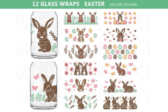 Easter Glass Can Wraps Graphics for Digital Sellers