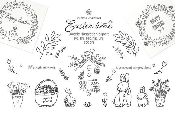 Easter Time Doodle Graphics