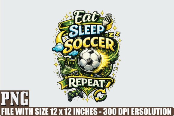 Eat Sleep Soccer Repeat PNG