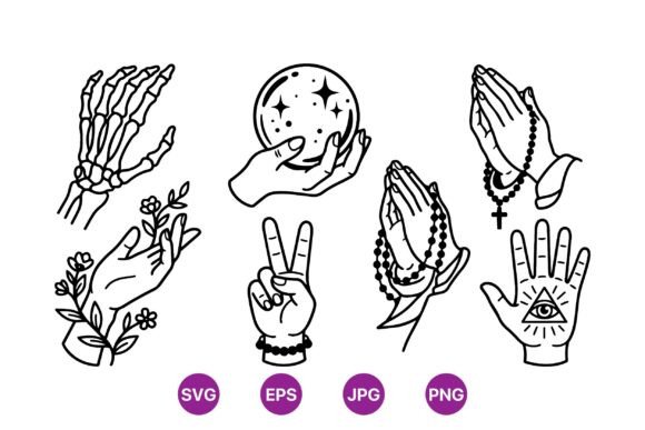 Mystic Hand Vector Clipart Set for Creative Design