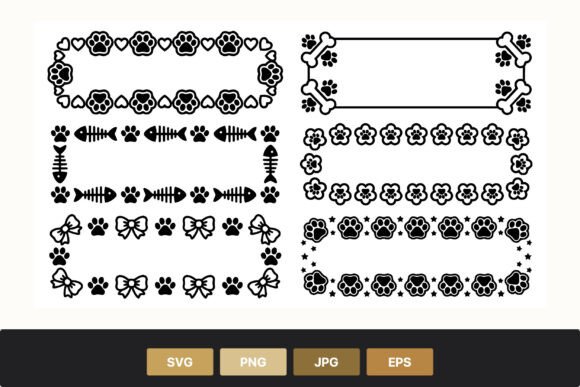 Pet Themed Black and White Border Frames Graphics