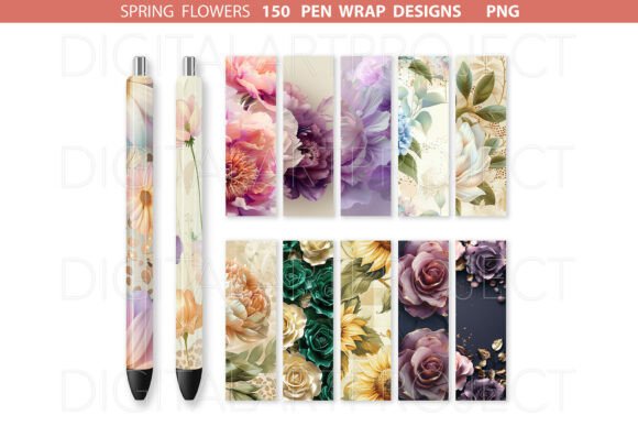 Spring Pen Wraps PNG, Pen Wraps Bundle for Graphic Designers