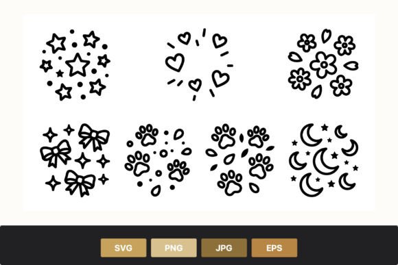 Star Hearts Flower Bows Paw Print Vector Graphics