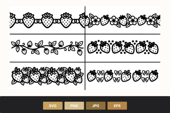 Strawberry Border Line Art Graphics