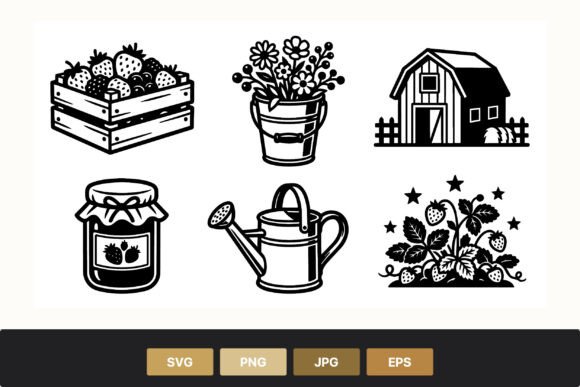 Strawberry Farm Graphics for Editorial and Web Design
