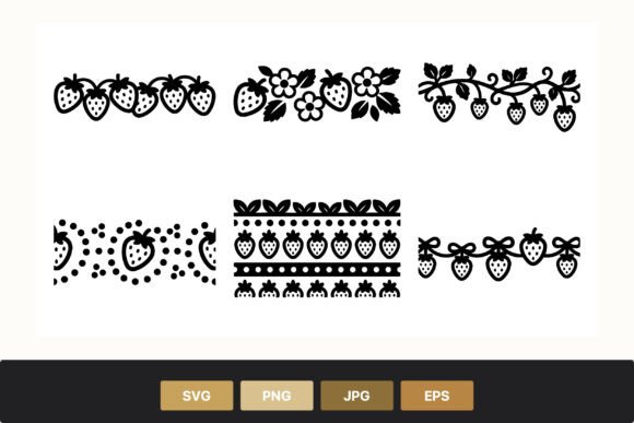 Strawberry Pattern Borders Graphics for Branding