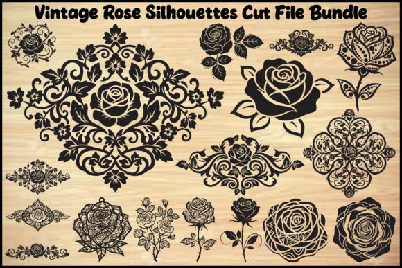 Vintage Rose Silhouettes Cut File Bundle