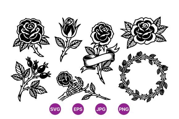 Vintage Rose Vector Clipart Pack Graphics