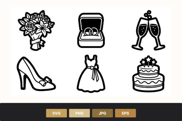 Wedding Bouquet Rings Champagne Cake Graphics