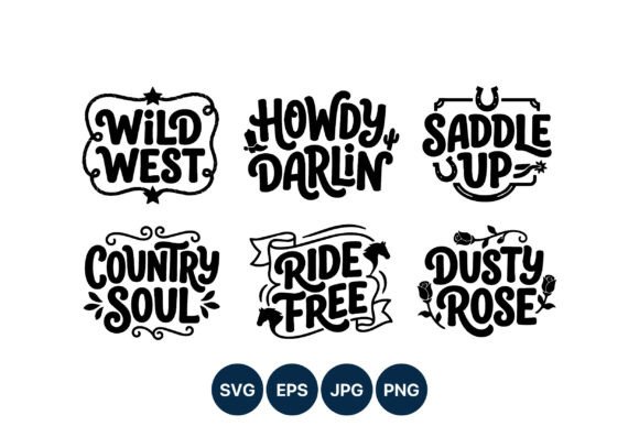 Wild West Black and White Sayings Vector